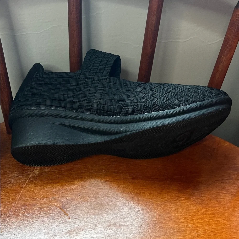 Bernie Mev Black Charm Woven Mary Jane Wedge Shoe Size 37